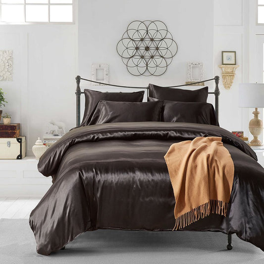 Luxury Satin Bedding Set – 3-Piece Solid Color Comforter Set