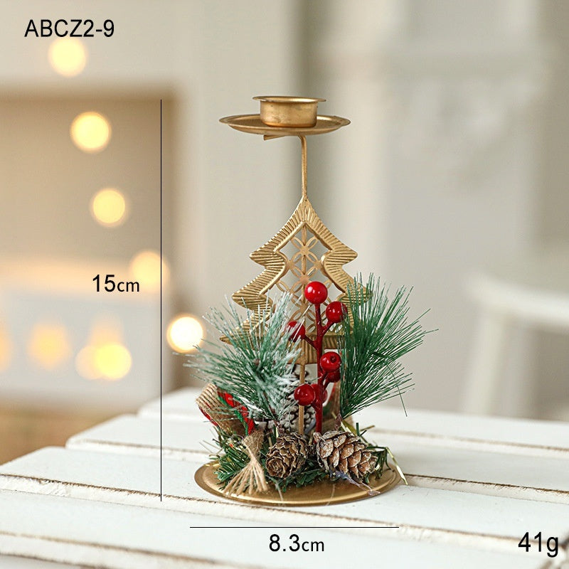 Christmas Candlestick Golden Wrought Iron Window Decoration - FRPURE