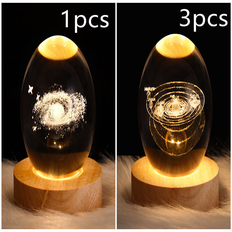 3D Galaxy Crystal Ball LED Table Lamp – Planet & Moon Night Light - FRPURE