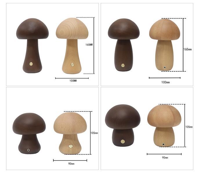 Wooden Mushroom LED Night Light – Touch Switch Lamp - FRPURE