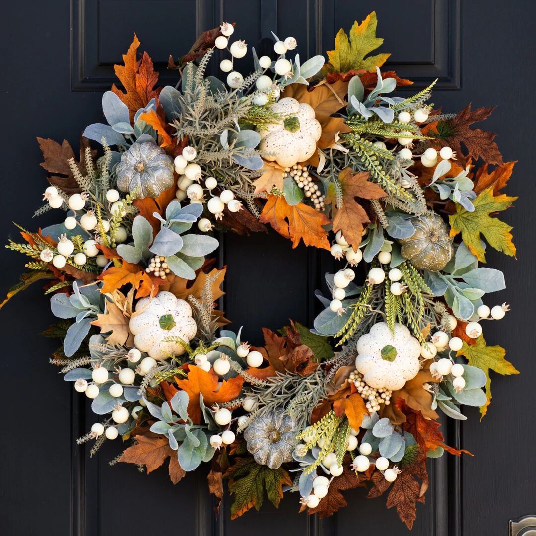 Halloween Thanksgiving Autumn Frost Leaf Pumpkin wreath - FRPURE