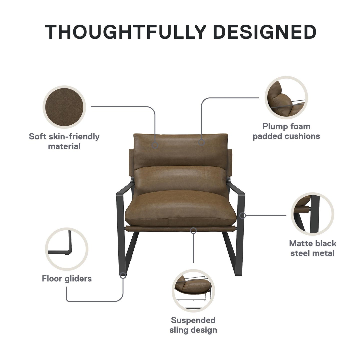 Gatsby Upholstered Sling Accent Chair - FRPURE