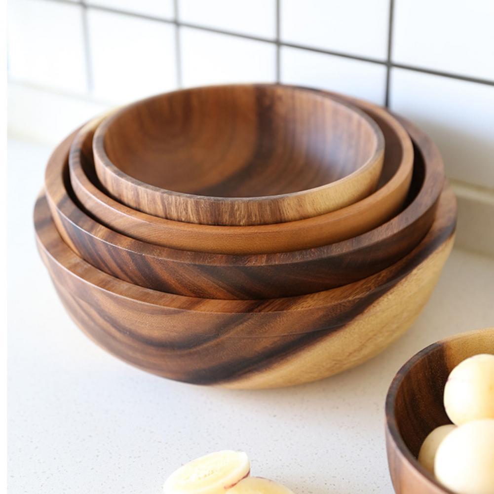 Natural Wooden Bowl – Fruit & Salad Bowl for Home or Restaurant - FRPURE