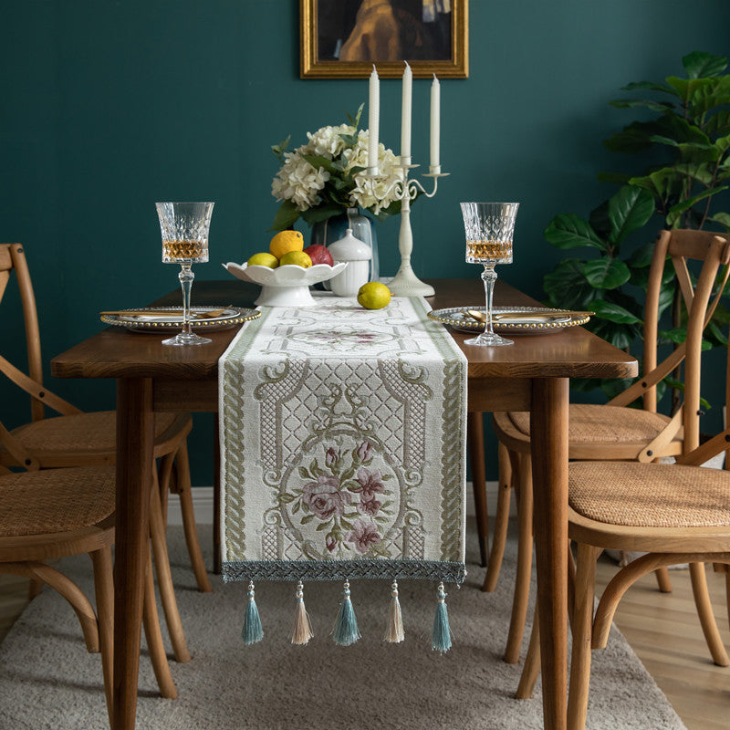 Modern Minimalist Table Runner Christmas Chenille Tassel Tablecloth - FRPURE