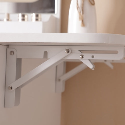 White Vanity Desk with Lighted Mirror & Power Outlet - FRPURE