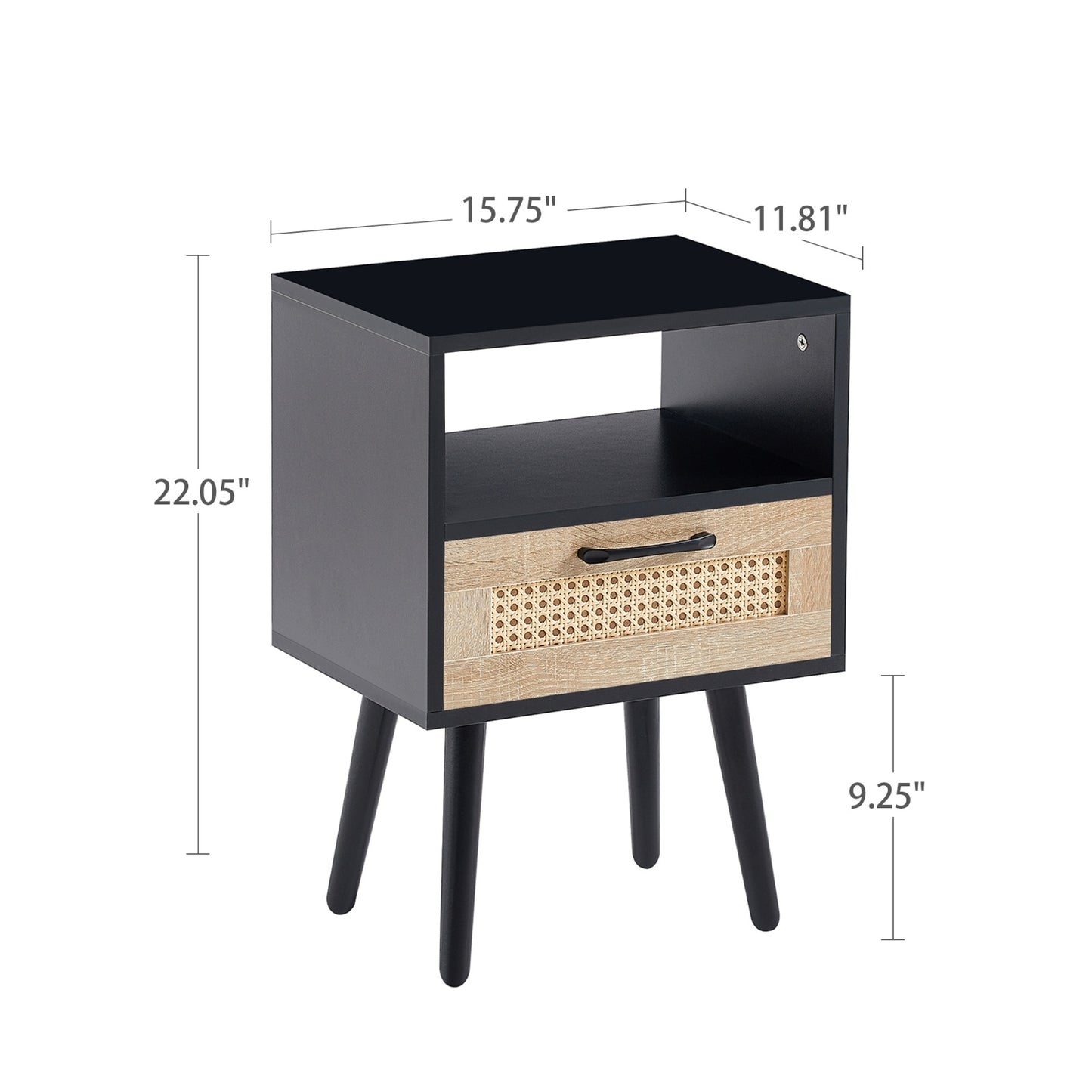 Rattan End Table with Drawer – Modern Nightstand - FRPURE