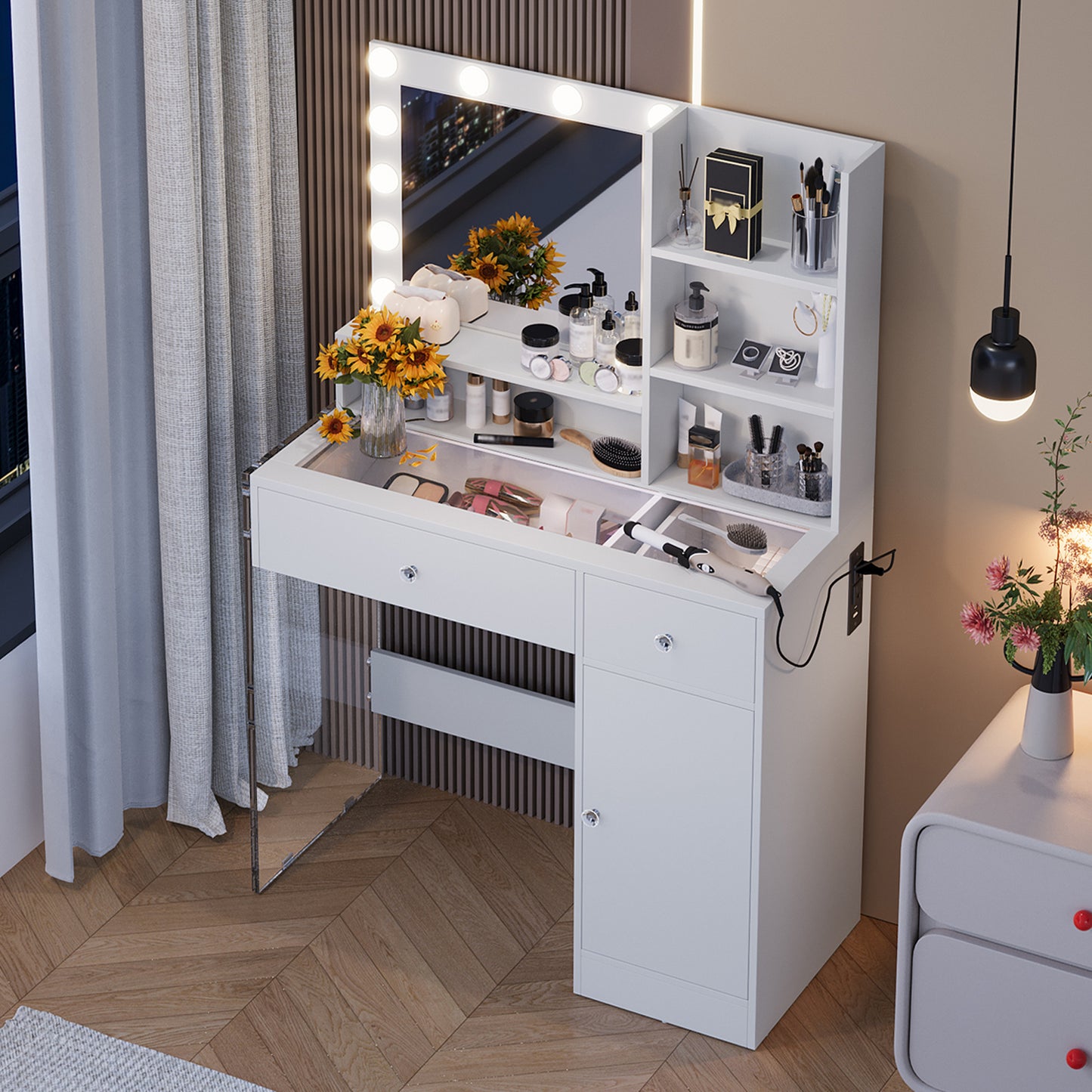 Vanity Desk With Mirror And 3 Lighting Modes - FRPURE