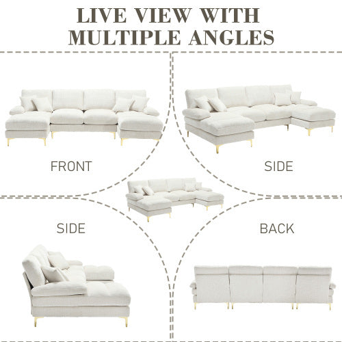 Sectional Couch For Living Room With Double Chaise U- Shaped Sofa - FRPURE