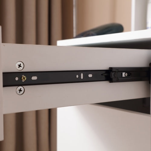 White Vanity Desk with Lighted Mirror & Power Outlet - FRPURE