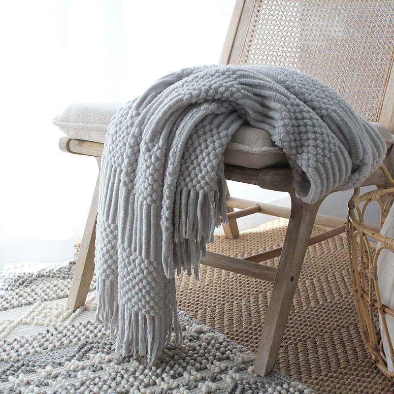 Nordic Knitted Blanket Woolen Blanket Blanket Bubble Blanket Sofa Blanket - FRPURE