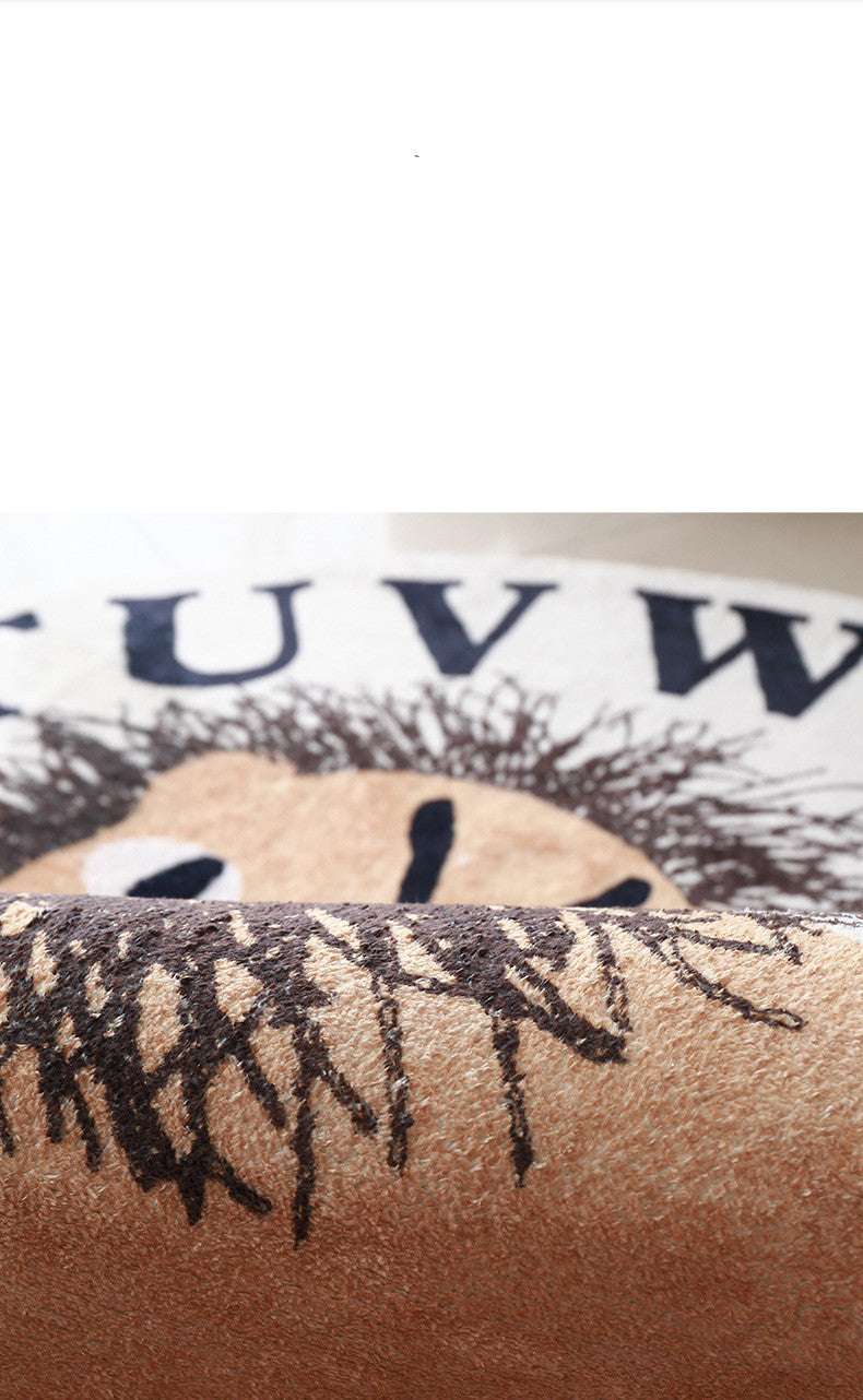 Large Round Lion Playroom Rug – Soft Nursery & Kids’ Room Floor Mat - FRPURE