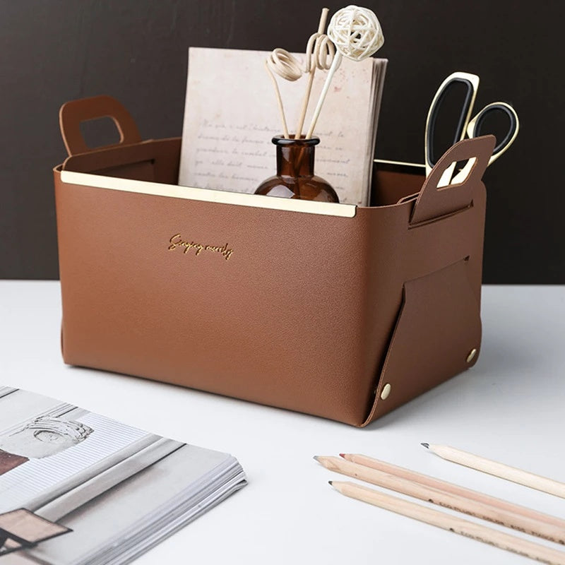 Nordic Desktop PU Leather Large Storage Box Folding - FRPURE