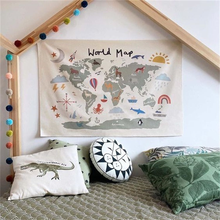 Map Wall Decorations Children's Room Decoration Europe And America Map Wall Decorations