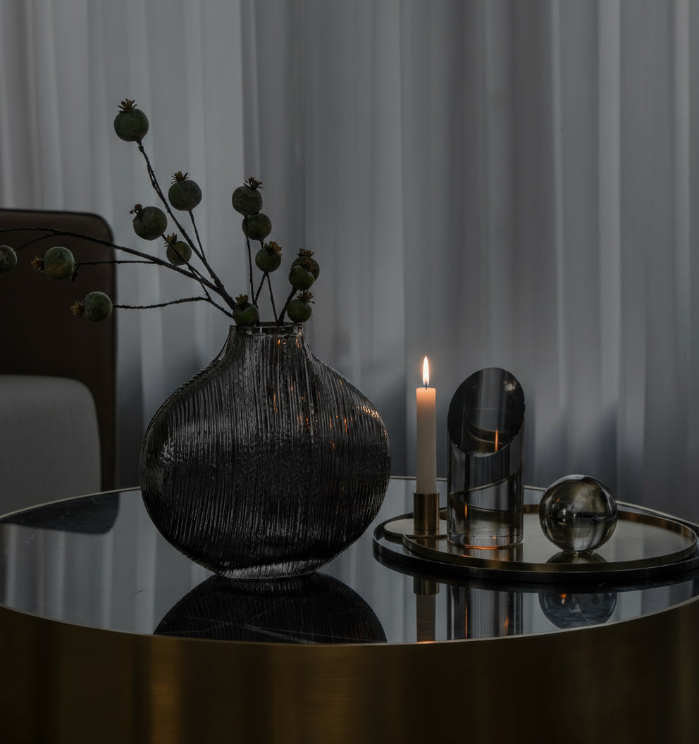 Silver Striped Glass Vase - FRPURE