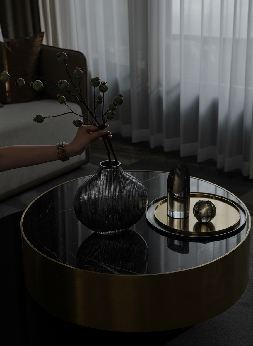 Silver Striped Glass Vase - FRPURE