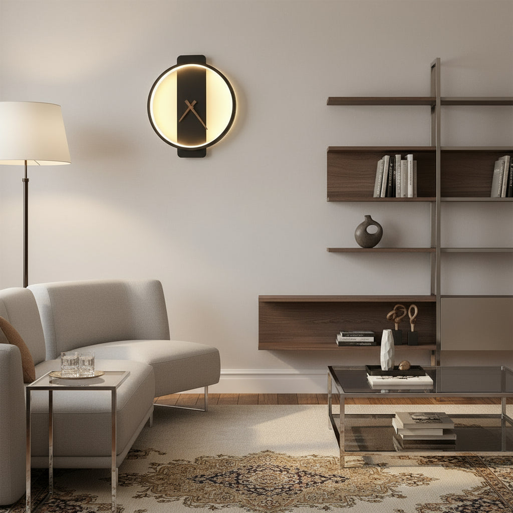 Nordic Wall Lamp with Clock – Modern Bedside Light - FRPURE