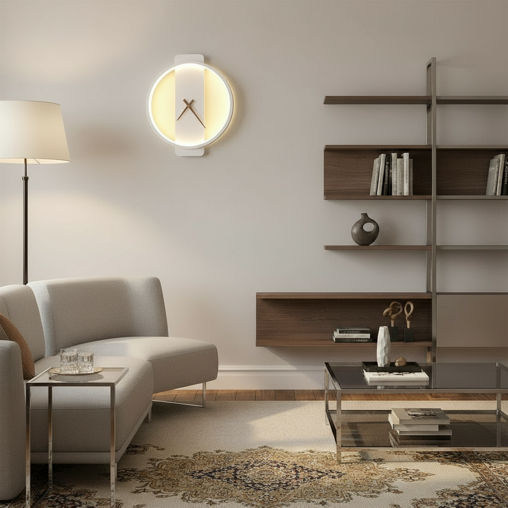 Nordic Wall Lamp with Clock – Modern Bedside Light - FRPURE