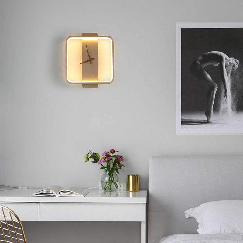 Nordic Wall Lamp with Clock – Modern Bedside Light - FRPURE