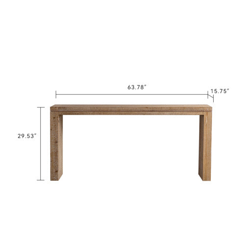 63” Solid Wood Console Table – Retro Narrow Entryway Table for Hallway, Foyer & Behind Sofa | Long Natural Wood Sofa Table | FRPURE