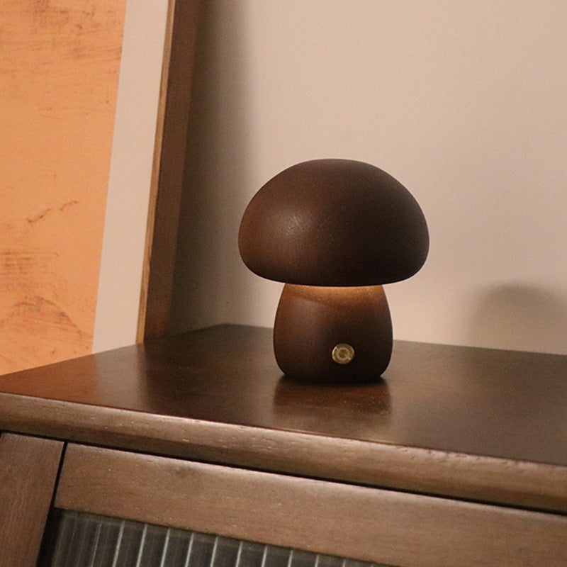 Wooden Mushroom LED Night Light – Touch Switch Lamp - FRPURE