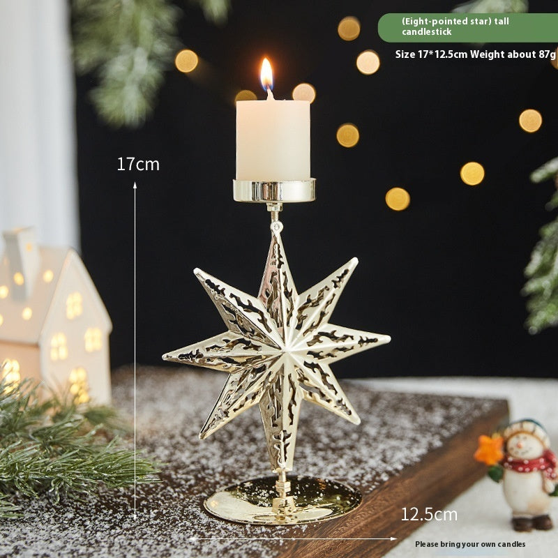 Romantic Christmas Wrought Iron Candlestick Candle Tray Decoration - FRPURE