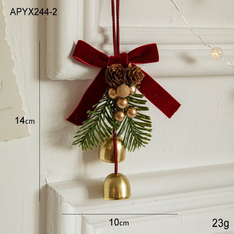Christmas Little Bell Shape Velvet Bow Small Hanging Piece - FRPURE