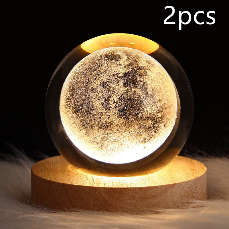 3D Galaxy Crystal Ball LED Table Lamp – Planet & Moon Night Light - FRPURE
