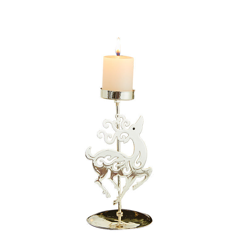 Romantic Christmas Wrought Iron Candlestick Candle Tray Decoration - FRPURE