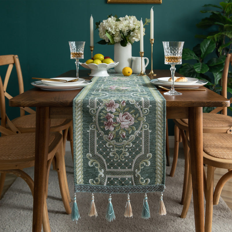 Modern Minimalist Table Runner Christmas Chenille Tassel Tablecloth - FRPURE