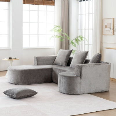 Grey L-Shape ChaiseCloud Sectional Modern Sleeper Couch With Deep Seat No Assembly Required