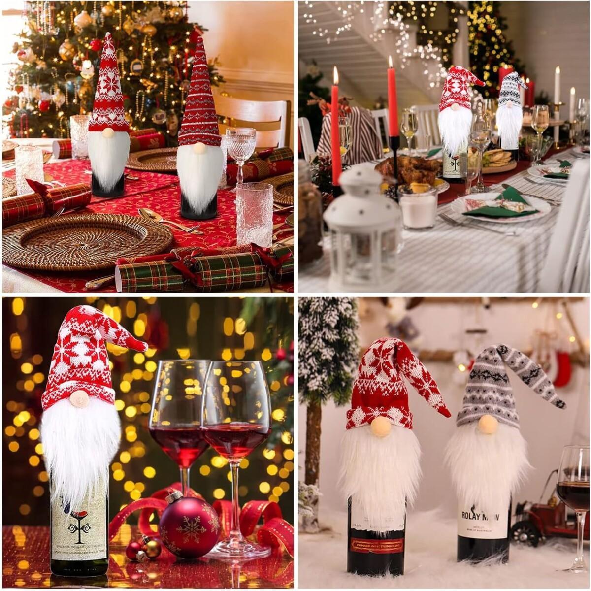 Christmas Gnome Wine Bottle Covers – 4 Pack - FRPURE