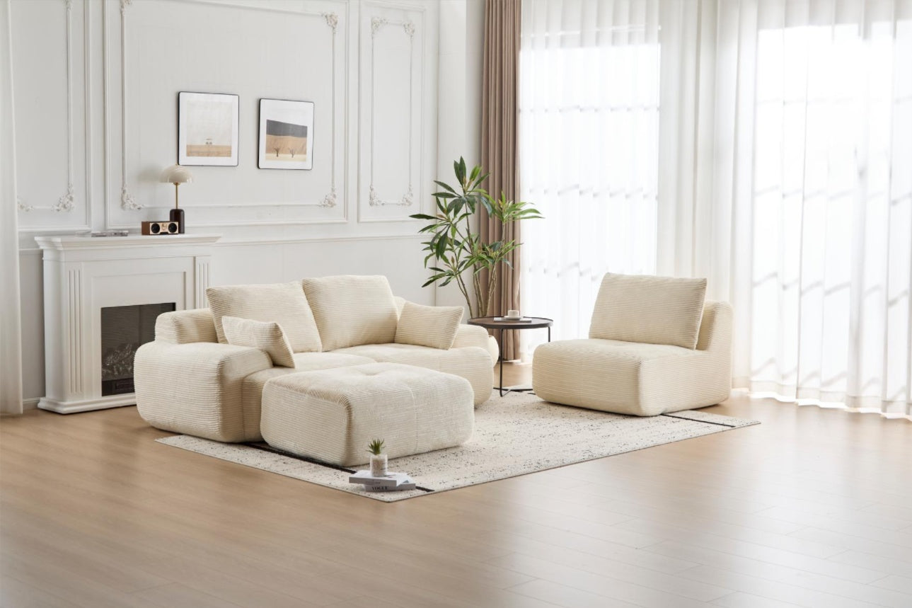 Beige Large Cloud Modular Sectional SofaExtra Deep Loveseat No Assembly Require