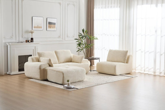 Beige Large Cloud Modular Sectional SofaExtra Deep Loveseat No Assembly Require