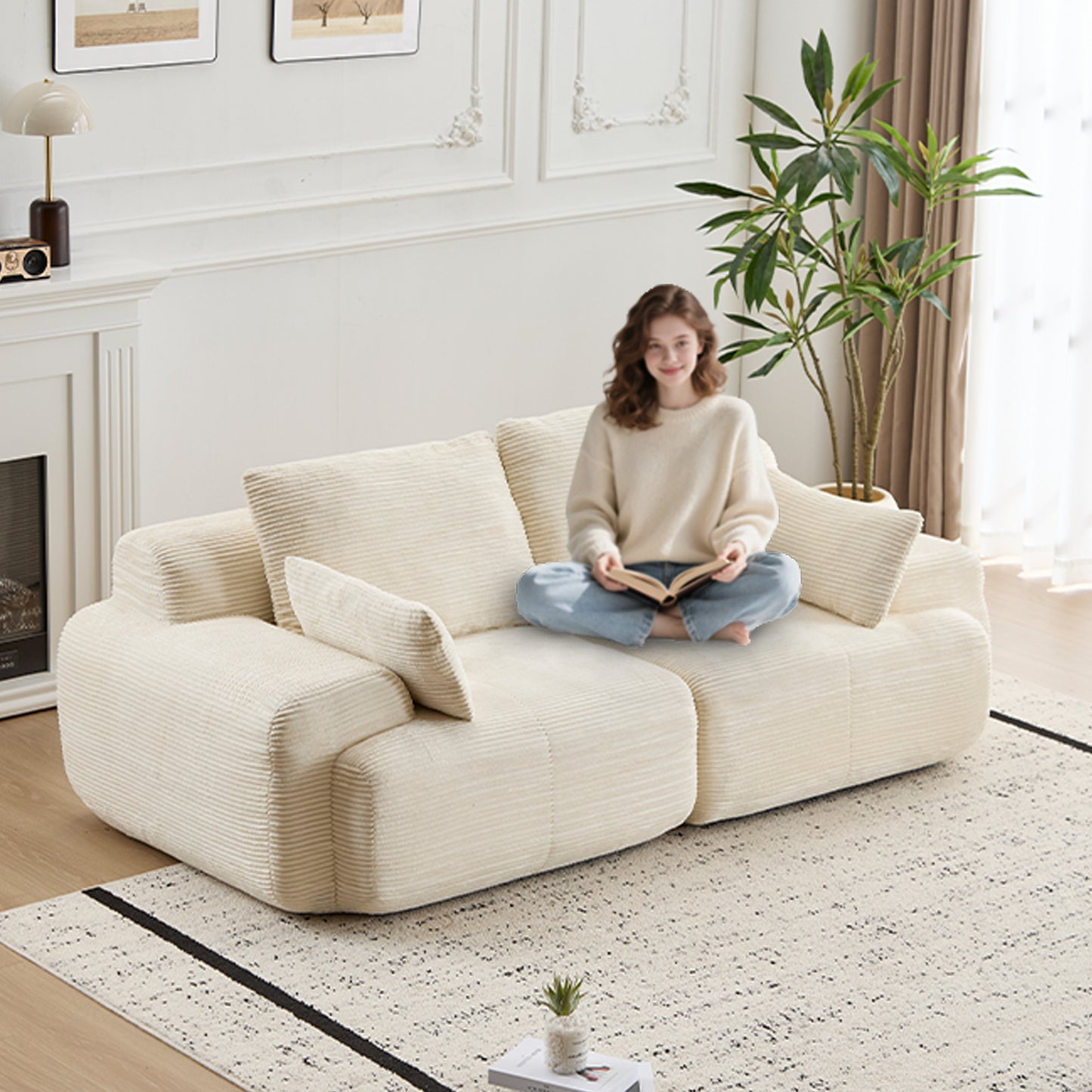 Beige Cloud Modular Sectional Sofa No Assembly Required