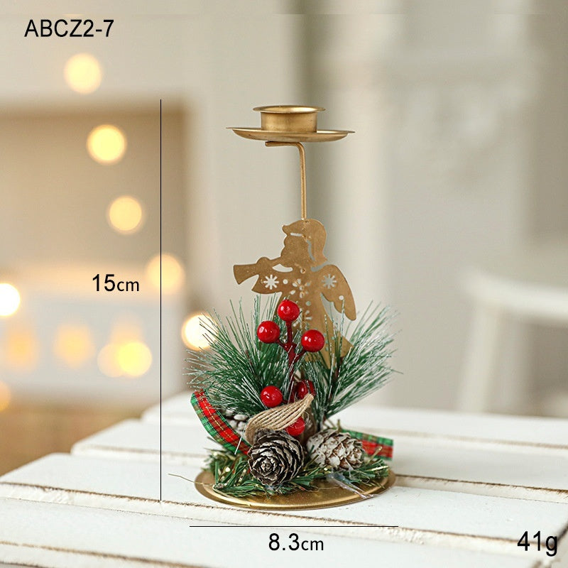 Christmas Candlestick Golden Wrought Iron Window Decoration - FRPURE