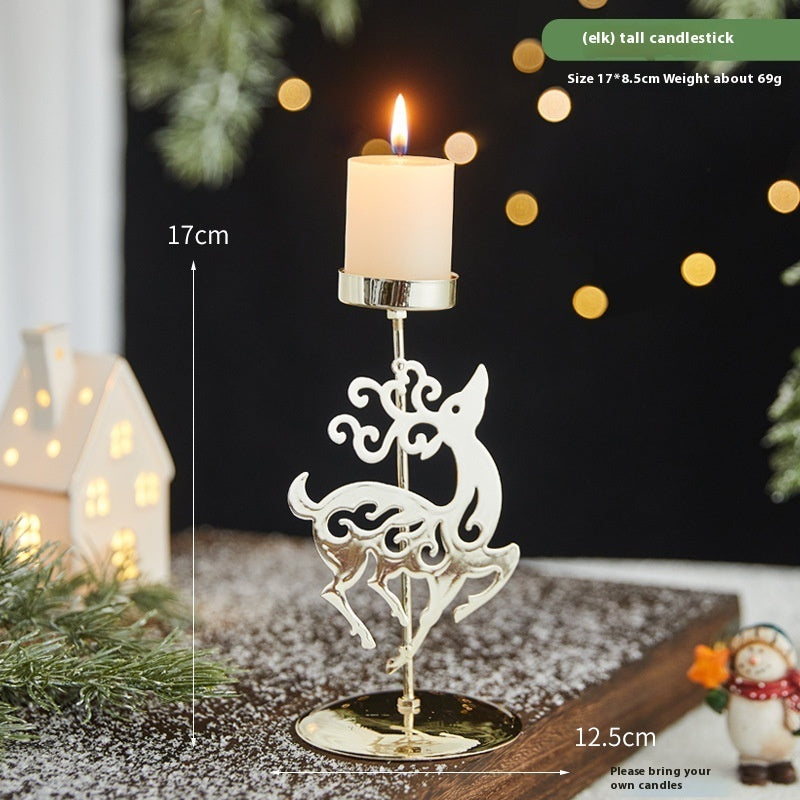 Romantic Christmas Wrought Iron Candlestick Candle Tray Decoration - FRPURE