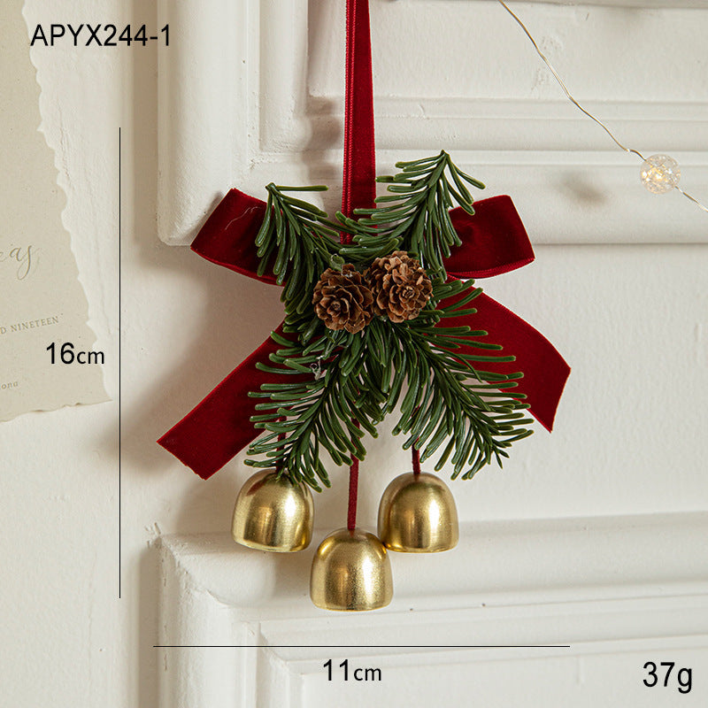 Christmas Little Bell Shape Velvet Bow Small Hanging Piece - FRPURE
