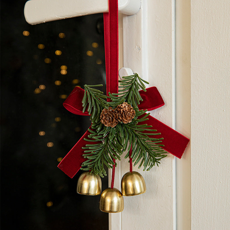 Christmas Little Bell Shape Velvet Bow Small Hanging Piece - FRPURE