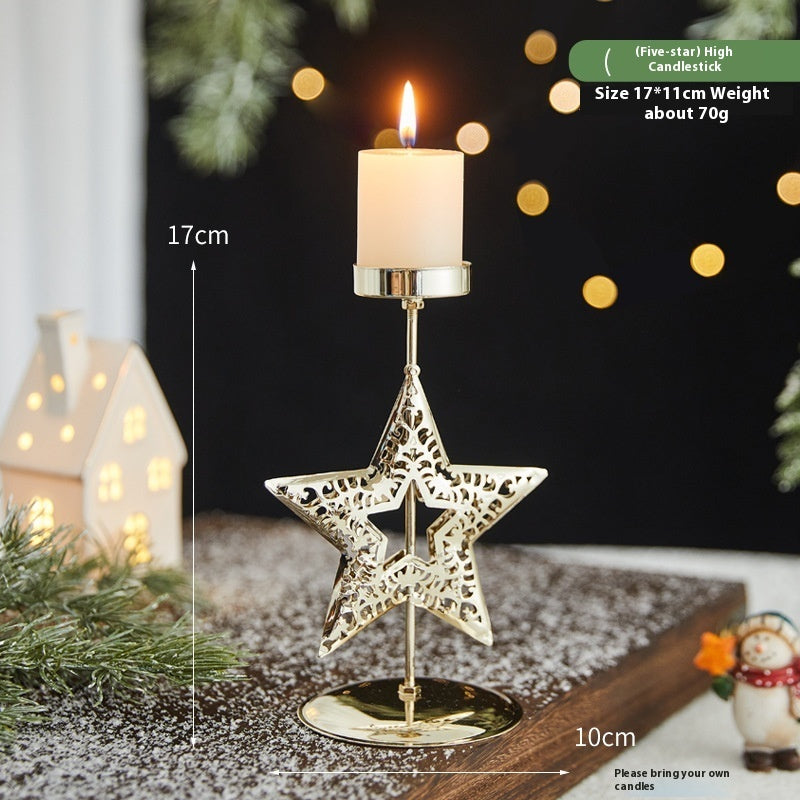 Romantic Christmas Wrought Iron Candlestick Candle Tray Decoration - FRPURE