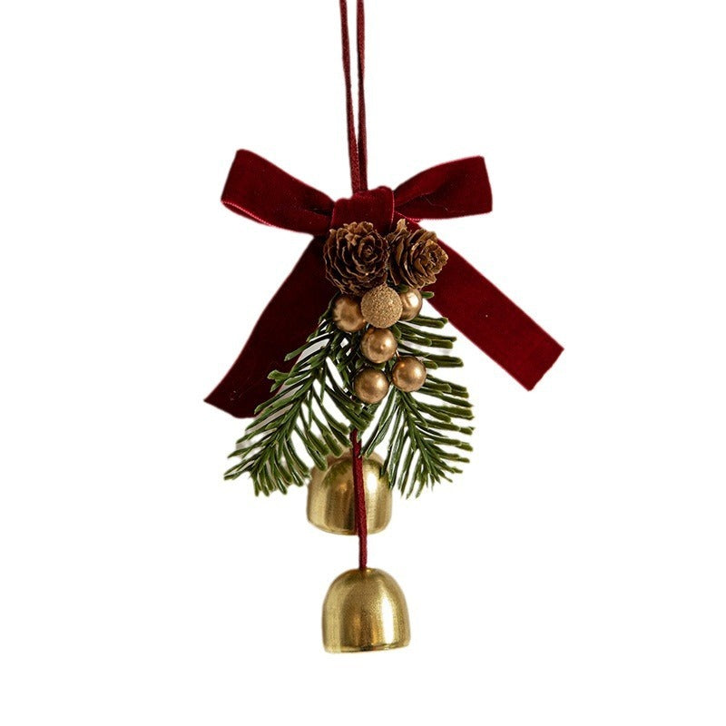 Christmas Little Bell Shape Velvet Bow Small Hanging Piece - FRPURE