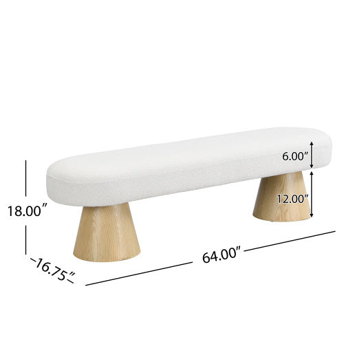 Beige Bouclé Upholstered Dining & Entryway Bench - FRPURE
