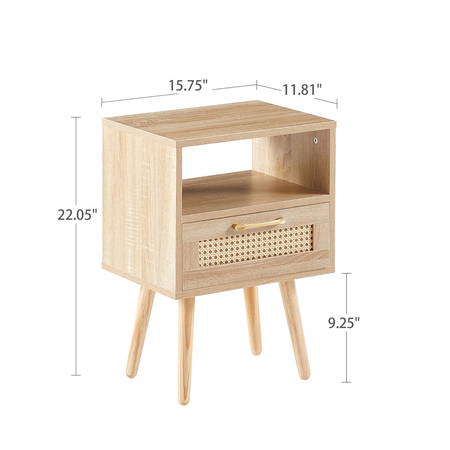 Rattan End Table with Drawer – Modern Nightstand - FRPURE