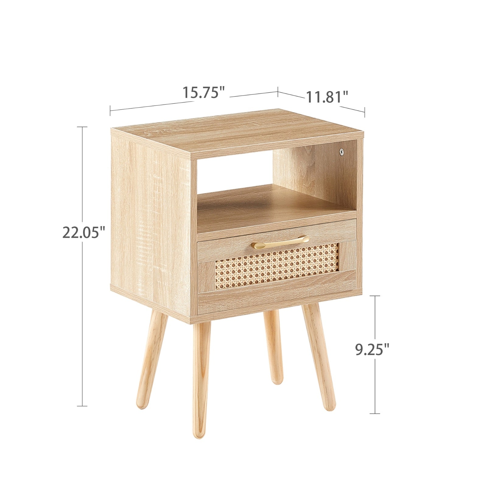 Rattan End Table with Drawer – Modern Nightstand - FRPURE