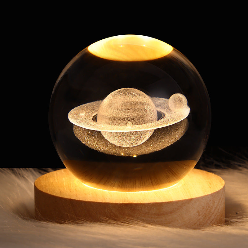 3D Galaxy Crystal Ball LED Table Lamp – Planet & Moon Night Light - FRPURE