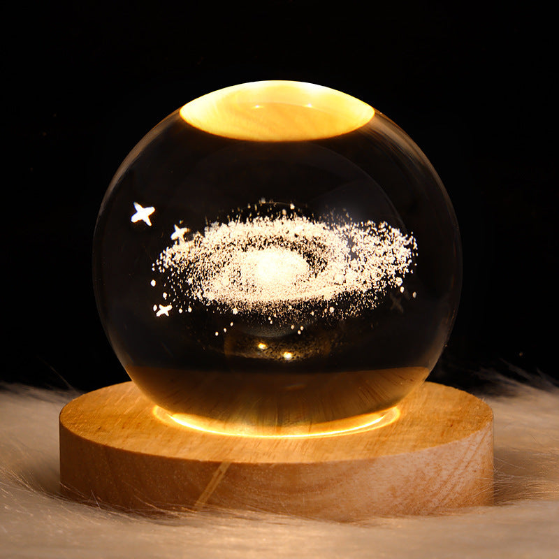 3D Galaxy Crystal Ball LED Table Lamp – Planet & Moon Night Light - FRPURE