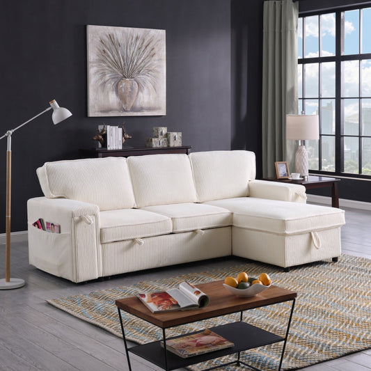 Upholstery Sleeper Sectional Sofa With Storage Space
