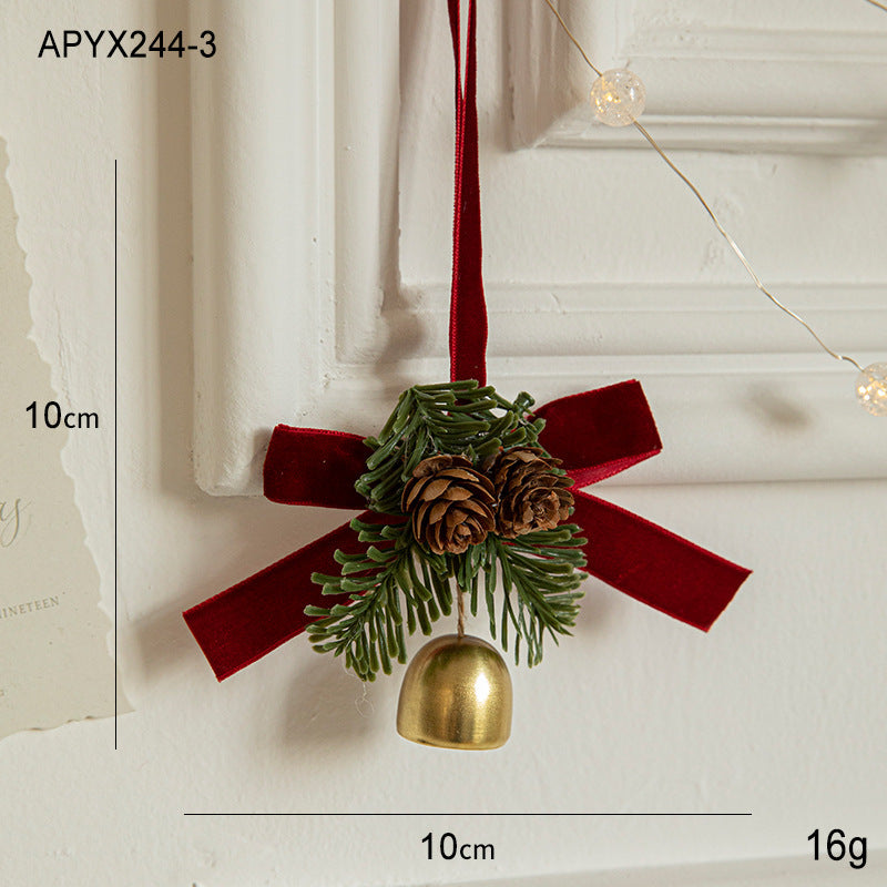 Christmas Little Bell Shape Velvet Bow Small Hanging Piece - FRPURE