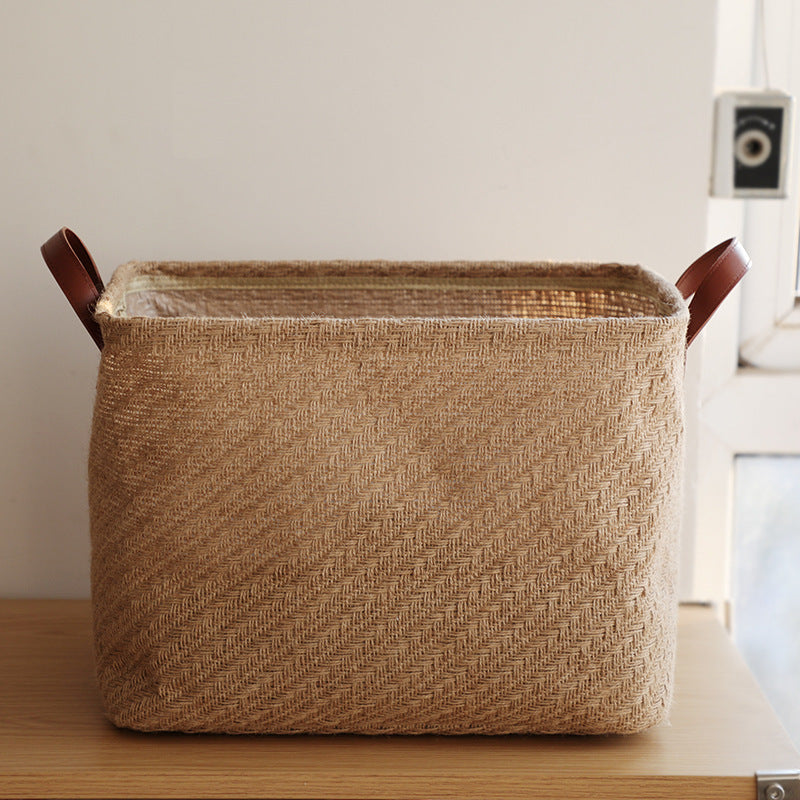 Storage Basket Jute Fabric Foldable Storage Box - FRPURE
