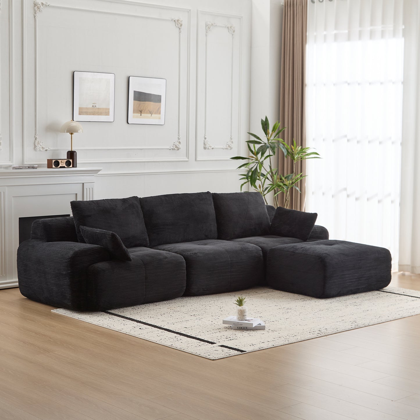 Black Large Cloud Modular Sectional Sofa Extra Deep Loveseat,No Assembly Required