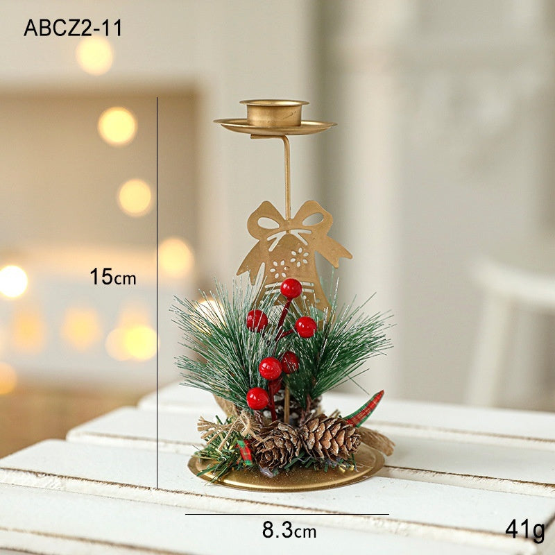 Christmas Candlestick Golden Wrought Iron Window Decoration - FRPURE